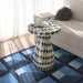Halio Cream & Blue Checkered Shell Side Table - Home And Beyond