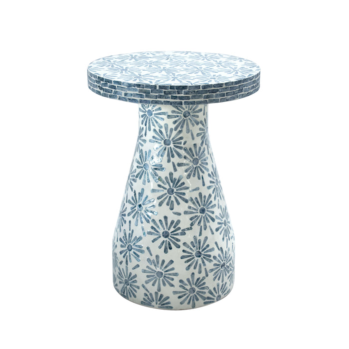 Halio Blue Floral Shell Side Table - Home And Beyond
