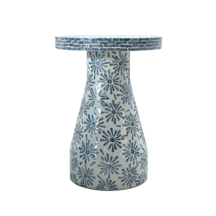 Halio Blue Floral Shell Side Table - Home And Beyond