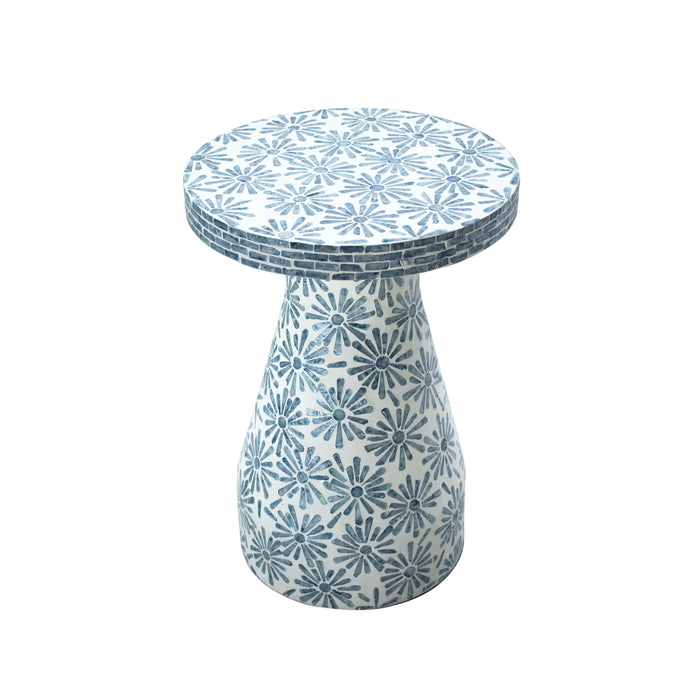Halio Blue Floral Shell Side Table - Home And Beyond