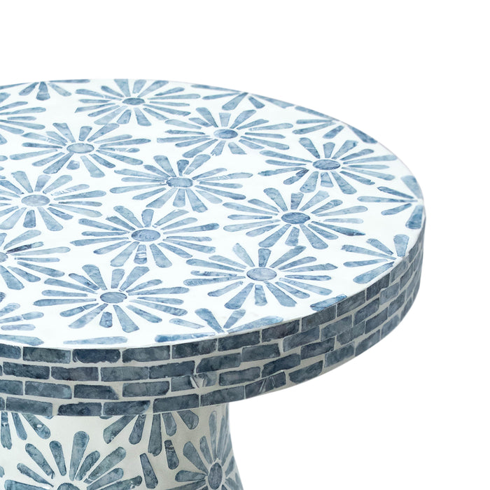 Halio Blue Floral Shell Side Table - Home And Beyond