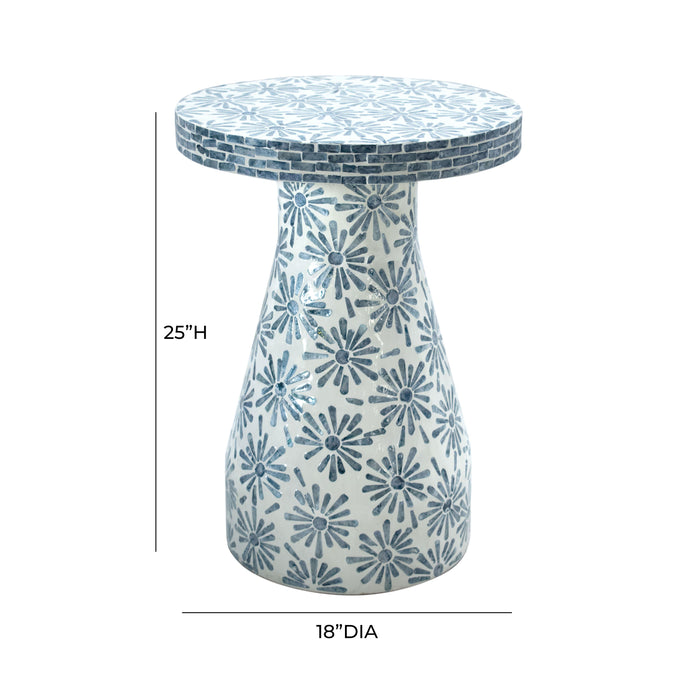 Halio Blue Floral Shell Side Table - Home And Beyond