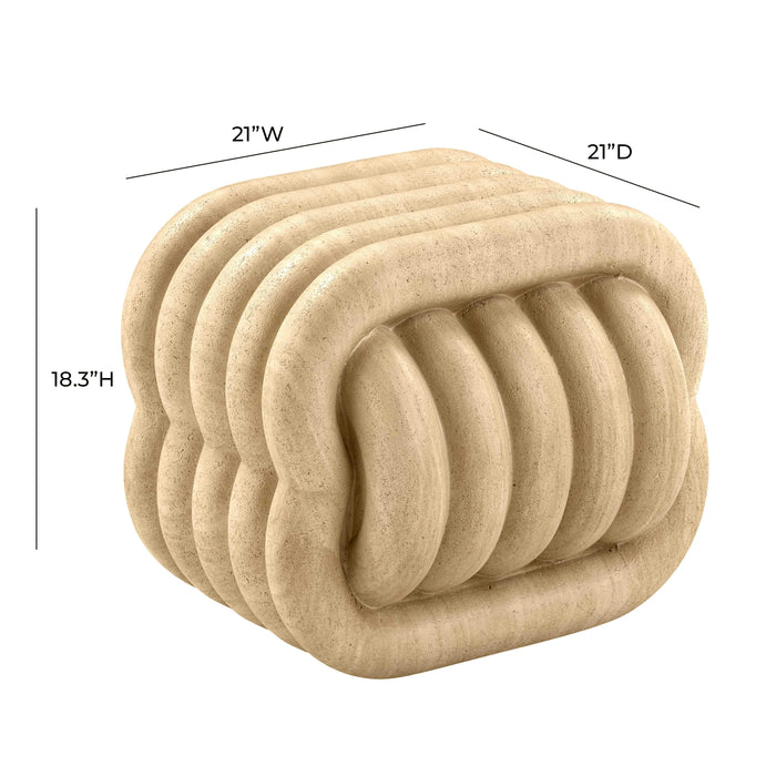 Love Knot Faux Travertine Indoor / Outdoor Accent Stool - Home And Beyond
