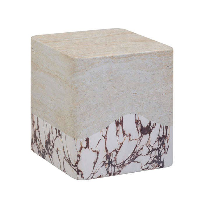 Brut Travertine & Breccia Concrete Indoor / Outdoor Side Table - Home And Beyond