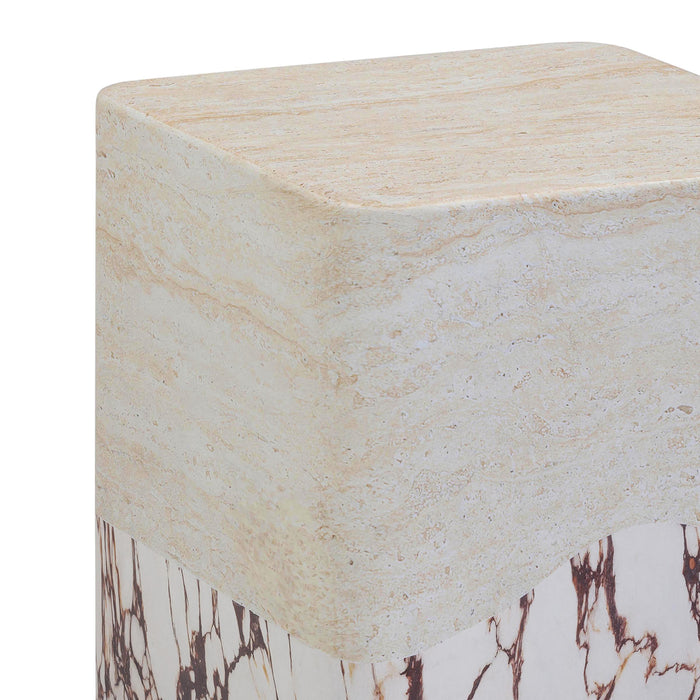 Brut Travertine & Breccia Concrete Indoor / Outdoor Side Table - Home And Beyond