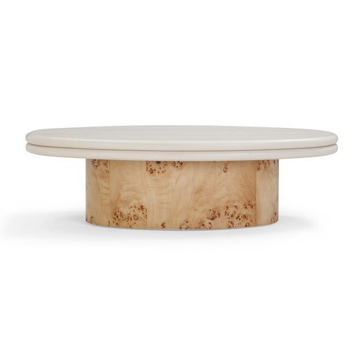 Tanner Natural Burl and Cream Ash Coffee Table - Home And Beyond
