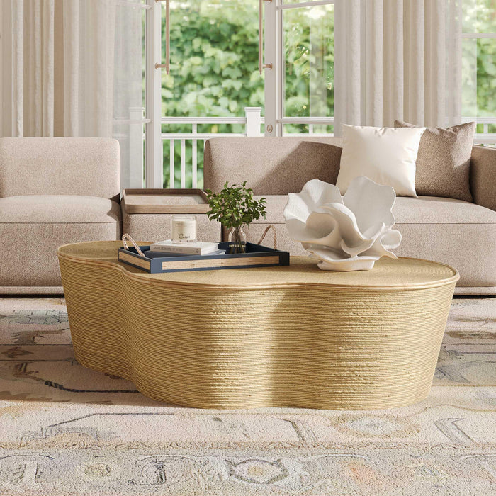 Slab 60" Natural Seagrass Coffee Table - Home And Beyond