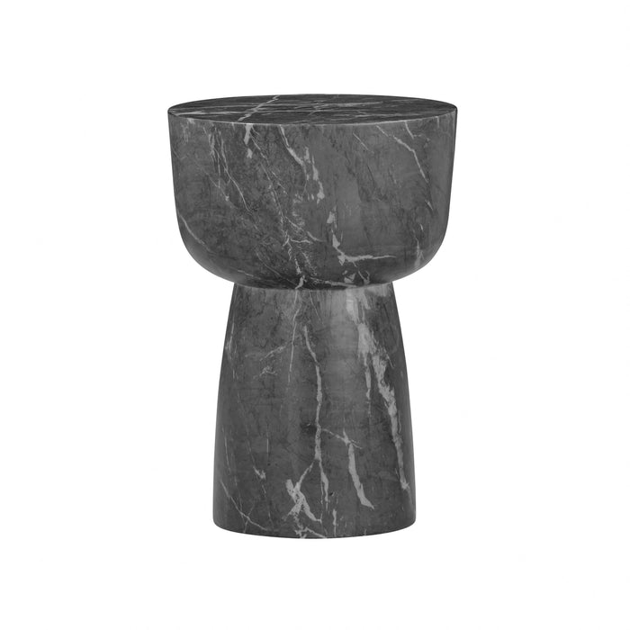 Charra Black Faux Marble Indoor/Outdoor Side Table - Home And Beyond