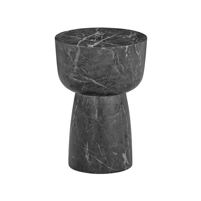 Charra Black Faux Marble Indoor/Outdoor Side Table - Home And Beyond