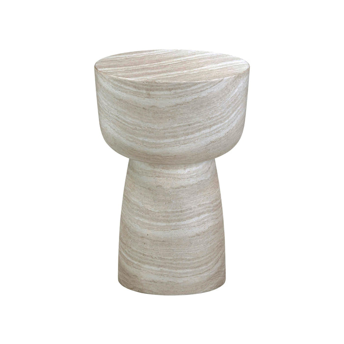 Charra Faux Travertine Indoor/Outdoor Side Table - Home And Beyond