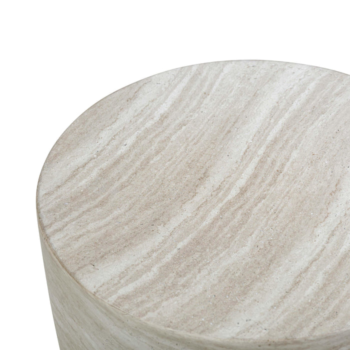 Charra Faux Travertine Indoor/Outdoor Side Table - Home And Beyond