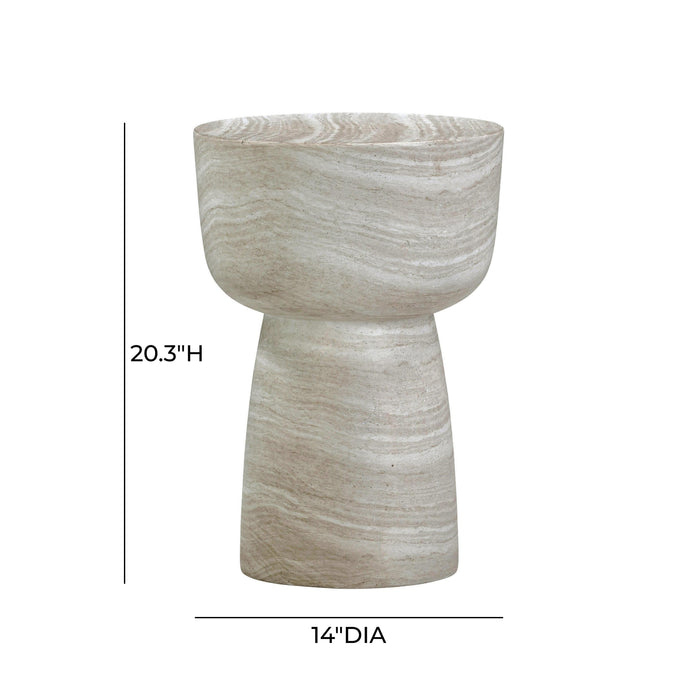 Charra Faux Travertine Indoor/Outdoor Side Table - Home And Beyond