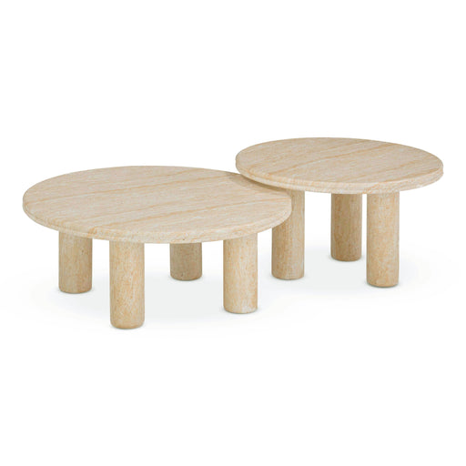 Amora Faux Travertine Indoor/Outdoor Nesting Accent Tables - Home And Beyond