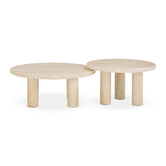 Amora Faux Travertine Indoor/Outdoor Nesting Accent Tables - Home And Beyond
