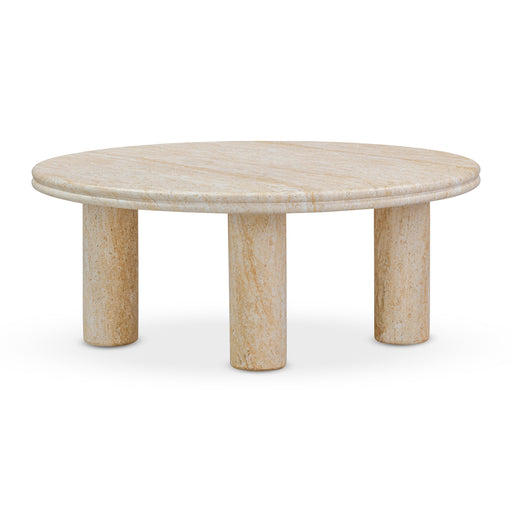Amora Faux Travertine Indoor/Outdoor 32 inch Round Accent Table - Home And Beyond