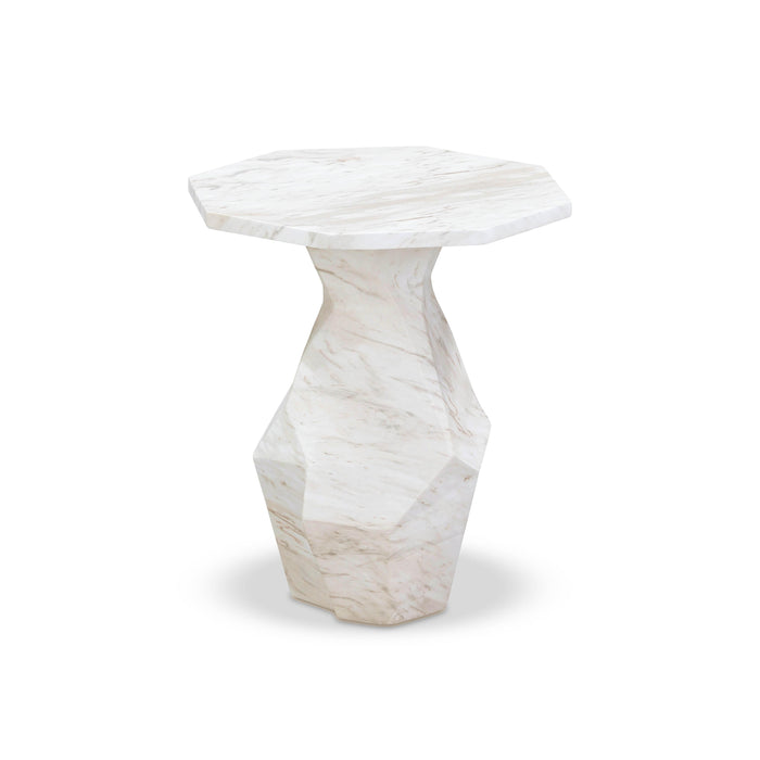Esme Faux Marble Indoor/Outdoor Round Side Table - Home And Beyond