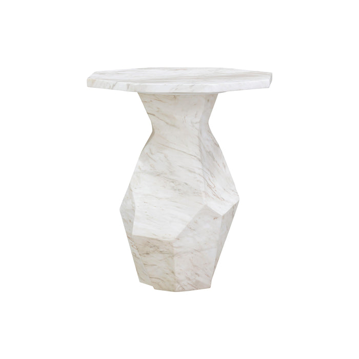 Esme Faux Marble Indoor/Outdoor Round Side Table - Home And Beyond
