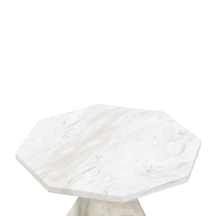 Esme Faux Marble Indoor/Outdoor Round Side Table - Home And Beyond