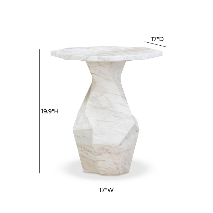 Esme Faux Marble Indoor/Outdoor Round Side Table - Home And Beyond
