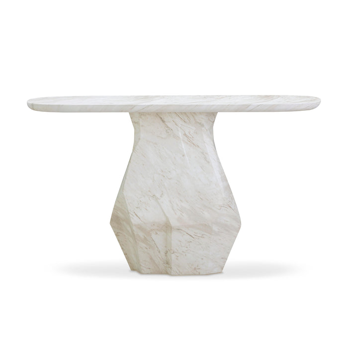 Esme Faux Marble Indoor/Outdoor Long Console Table - Home And Beyond
