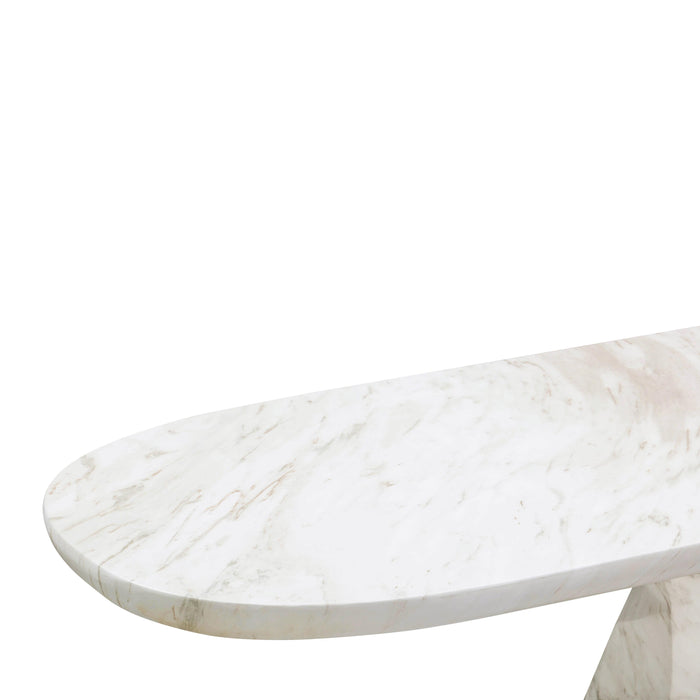 Esme Faux Marble Indoor/Outdoor Long Console Table - Home And Beyond