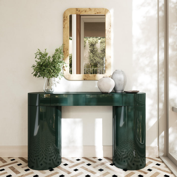 Mira Deep Green High Gloss Console Table - Home And Beyond