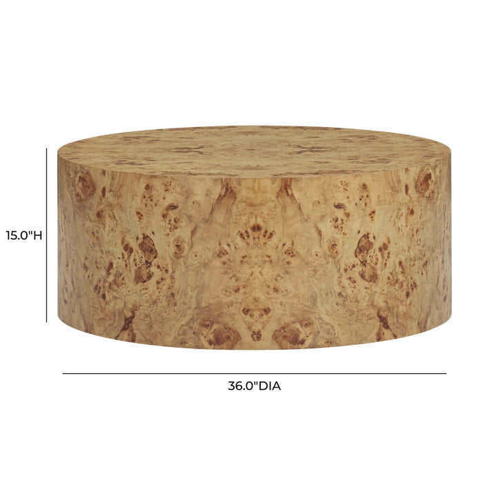 Fig 36" Natural Burl Drum Round Coffee Table - Home And Beyond