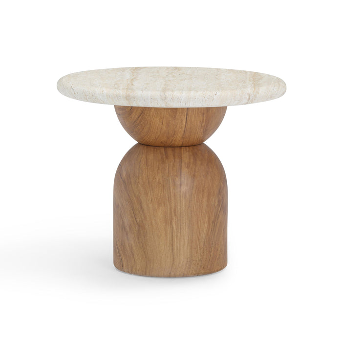 Cynthia Faux Travertine Concrete Indoor/Outdoor Side Table - Home And Beyond