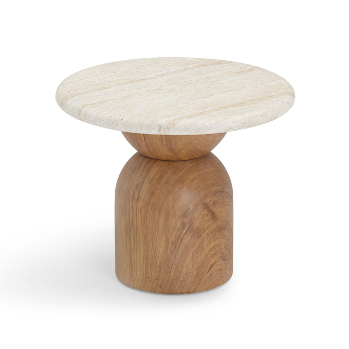 Cynthia Faux Travertine Concrete Indoor/Outdoor Side Table - Home And Beyond