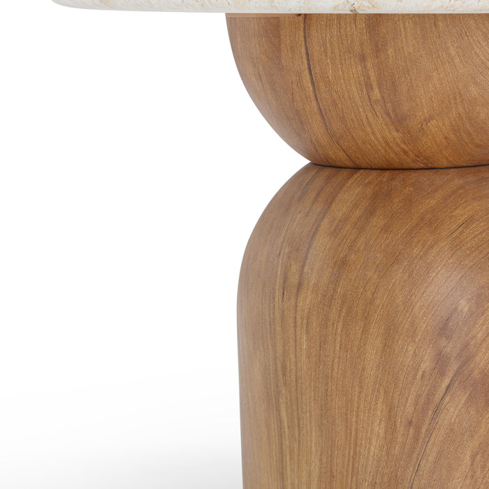 Cynthia Faux Travertine Concrete Indoor/Outdoor Side Table - Home And Beyond