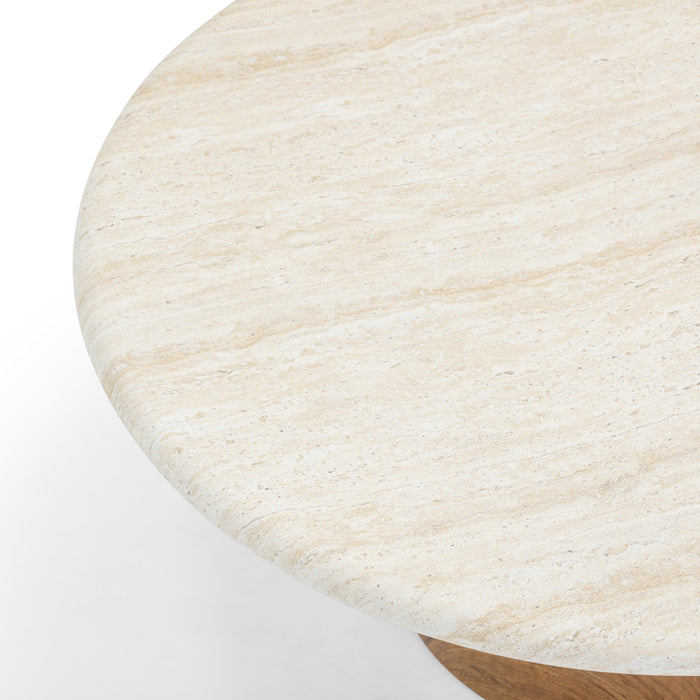 Cynthia 36" Faux Travertine Concrete Indoor/Outdoor Coffee Table - Home And Beyond