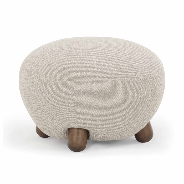 Pucker Warm Grey Performance Boucle Ottoman - Home And Beyond