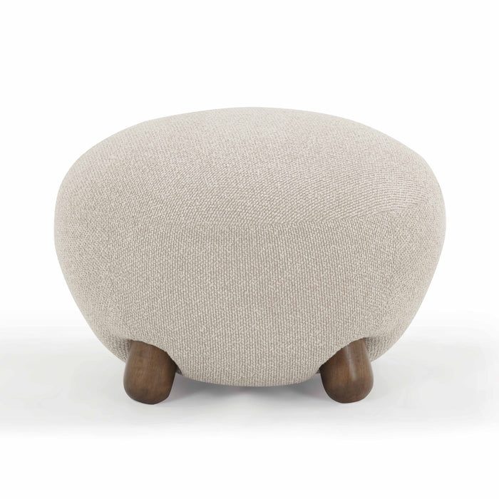 Pucker Warm Grey Performance Boucle Ottoman - Home And Beyond