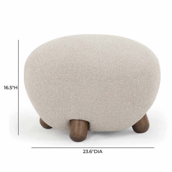 Pucker Warm Grey Performance Boucle Ottoman - Home And Beyond
