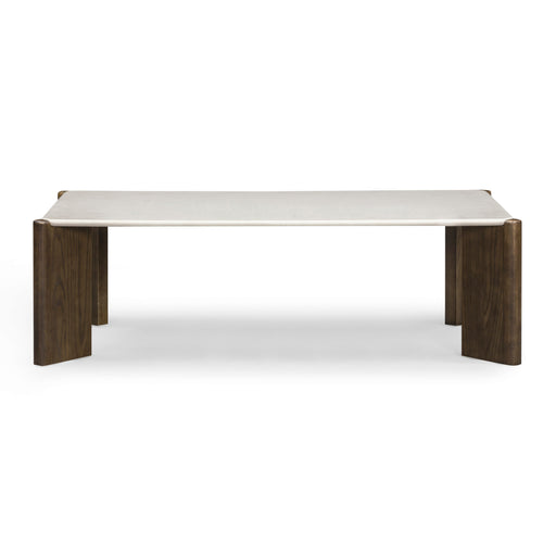 Restis 52" Cream Quartz Rectangular Coffee Table - Home And Beyond