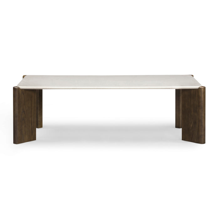 Restis 52" Cream Quartz Rectangular Coffee Table - Home And Beyond