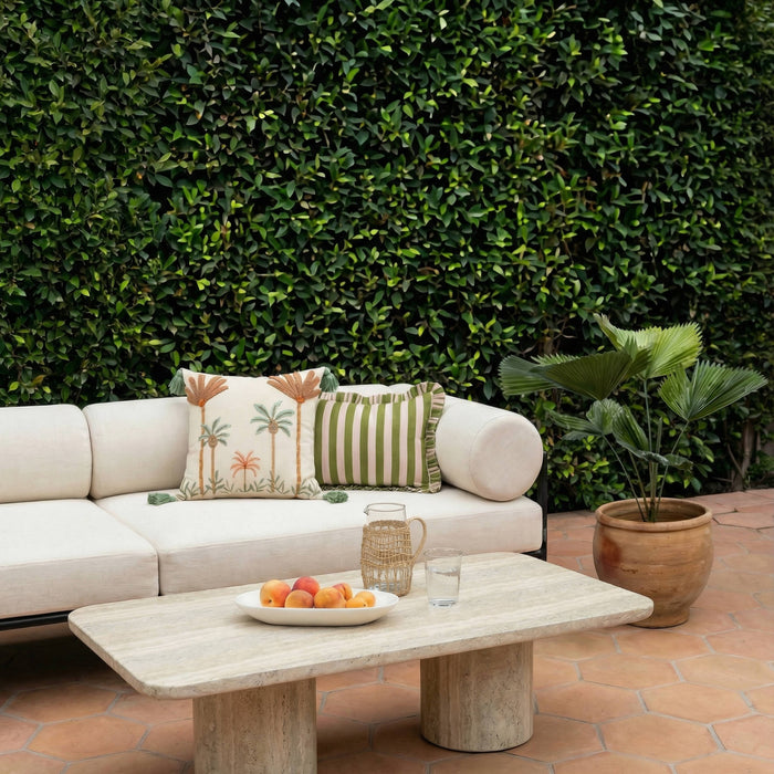 Tyche 55" Faux Travertine Indoor/Outdoor Concrete Rectangular Coffee Table - Home And Beyond