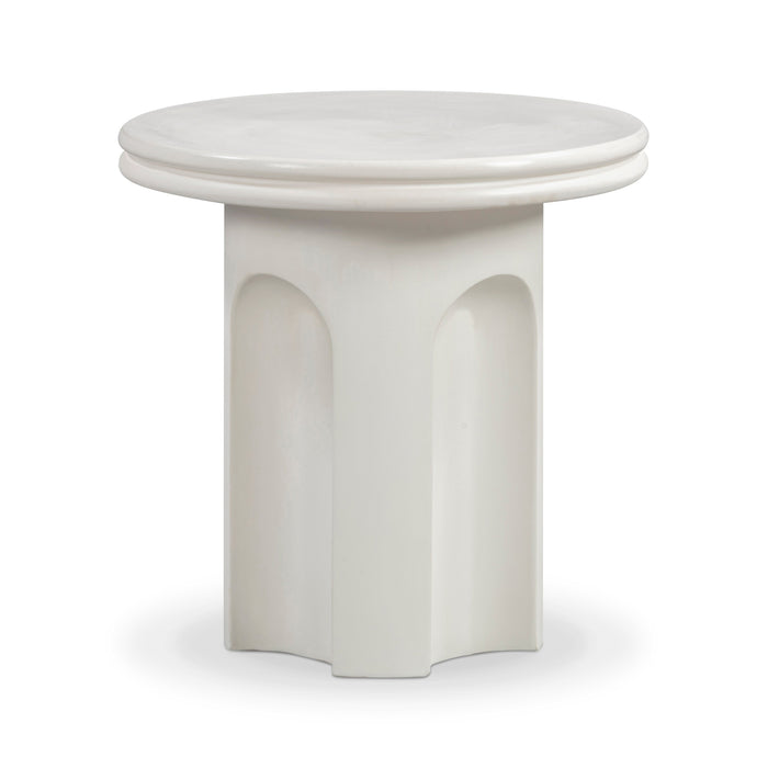 Cassandra Ivory Indoor/Outdoor Concrete Side Table - Home And Beyond