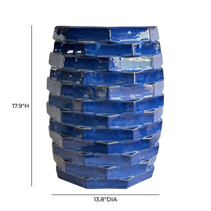 Trax Azul Blue Indoor/Outdoor Ceramic Side Table - Home And Beyond