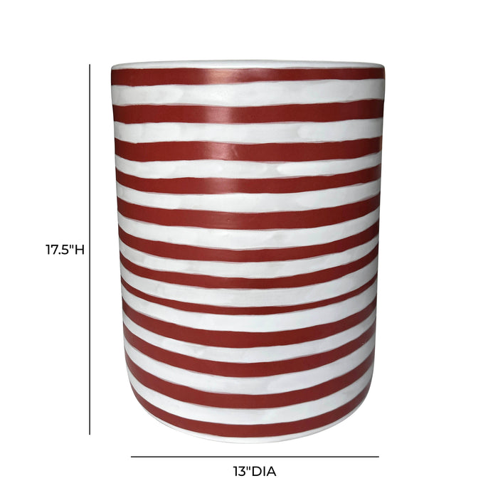 Tempest Indoor/Outdoor Ceramic Table in Stripes - Home And Beyond