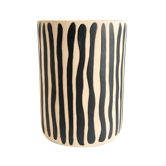Tempest Indoor/Outdoor Ceramic Table in Stripes - Home And Beyond