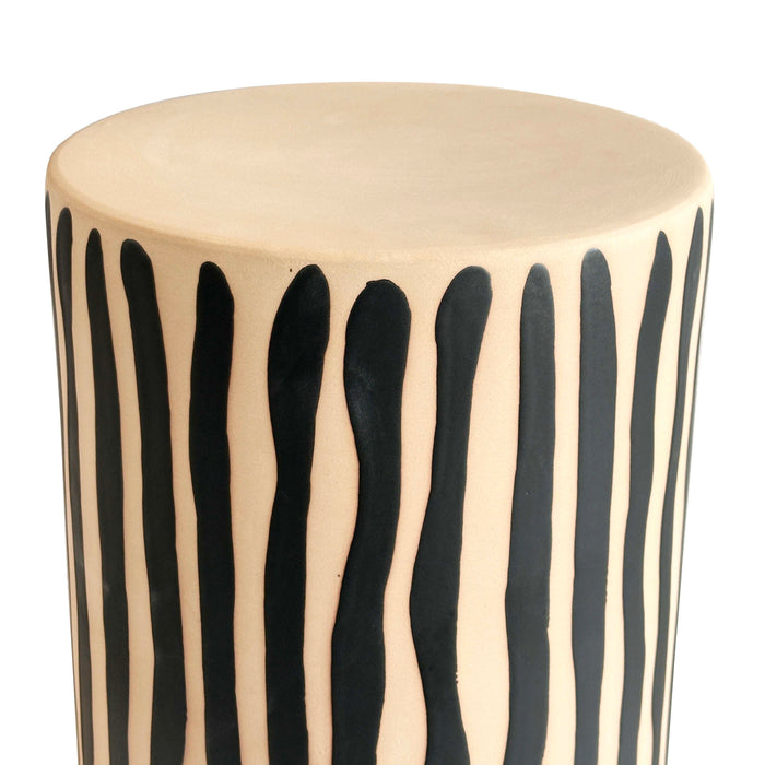 Tempest Indoor/Outdoor Ceramic Table in Stripes - Home And Beyond