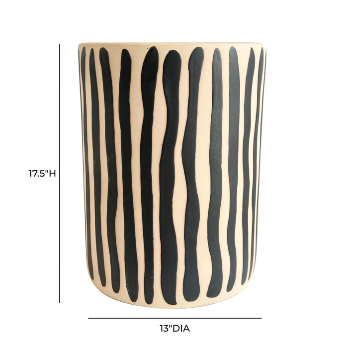 Tempest Indoor/Outdoor Ceramic Table in Stripes - Home And Beyond