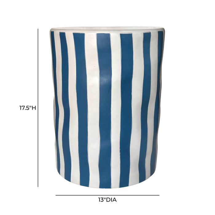 Tempest Indoor/Outdoor Ceramic Table in Stripes - Home And Beyond