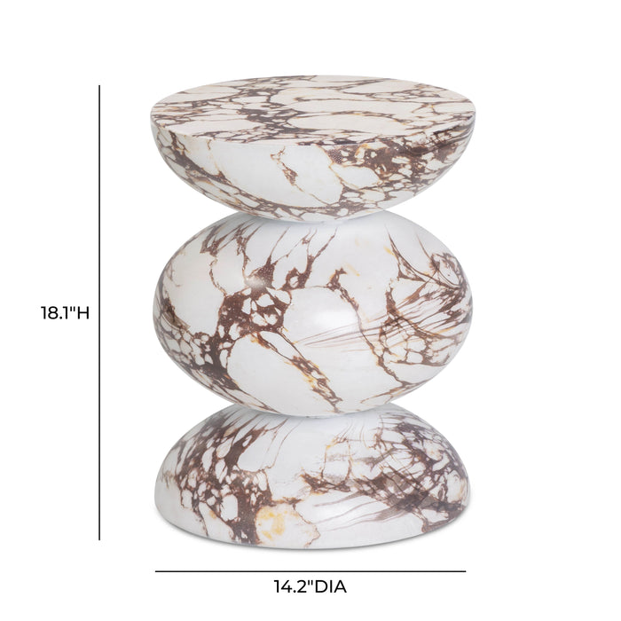 Pia Red Faux Marble Indoor/Outdoor Concrete Side Table - Home And Beyond