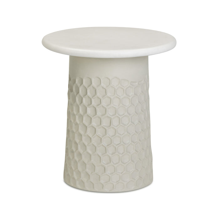 Hessa Indoor/Outdoor Concrete Chiseled Side Table - Home And Beyond