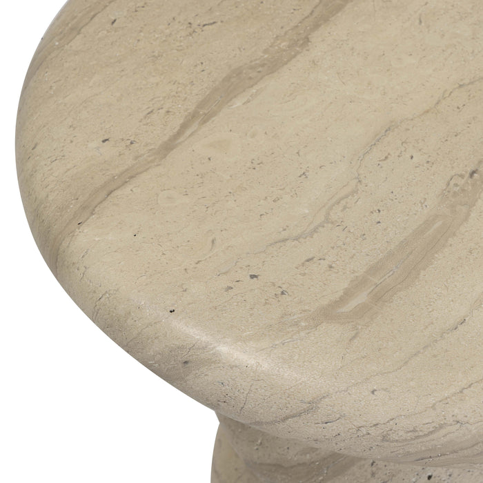 Hyre Faux Travertine Indoor/Outdoor Concrete Side Table - Home And Beyond