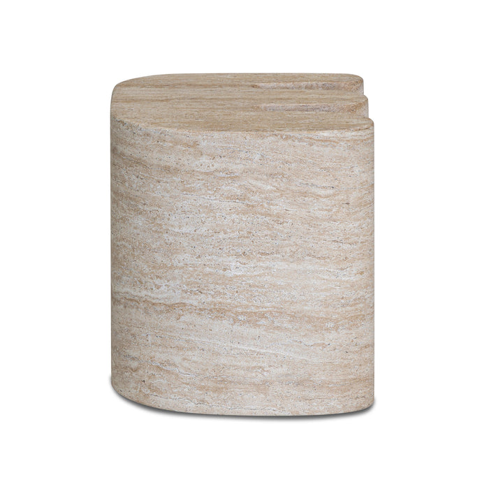 Thyme Faux Travertine Indoor/Outdoor Concrete Side Table - Home And Beyond