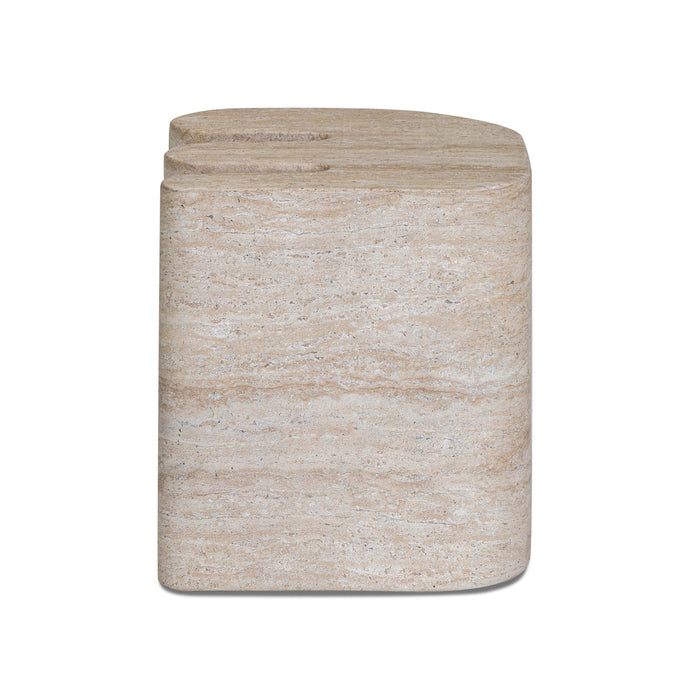Thyme Faux Travertine Indoor/Outdoor Concrete Side Table - Home And Beyond