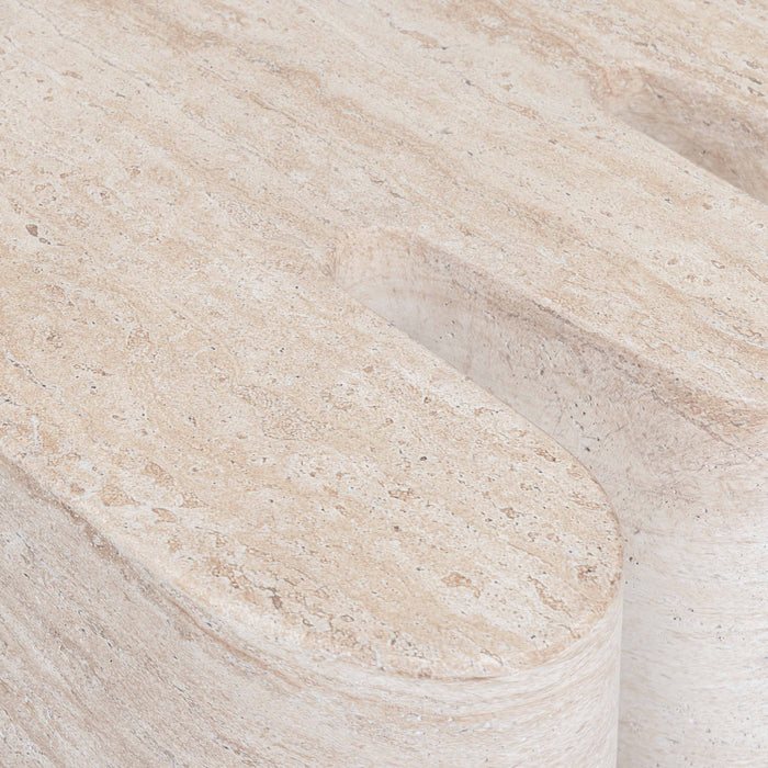 Thyme Faux Travertine Indoor/Outdoor Concrete Side Table - Home And Beyond